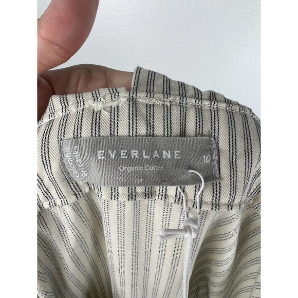 NEW Everlane Stripe Sleeveless Jumpsuit 10 Fatigue Apron Pockets Elastic Waist - Picture 10 of 12